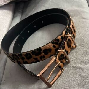 Brown and Gold Leopard Print Belt with Tassel